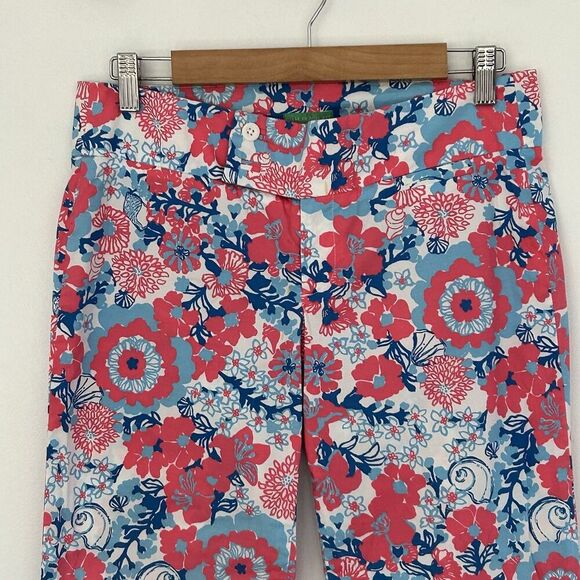 Lilly Pulitzer Bailey Floral Palm Beach Fit Crop Capri Pants Size 4 Shell Yeah - Picture 7 of 10